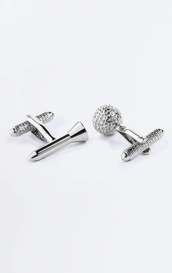 Silver Colored Golf Ball and Tee Cufflinks - photo 1 Silver Colored Golf Ball and Tee Cufflinks - photo 1