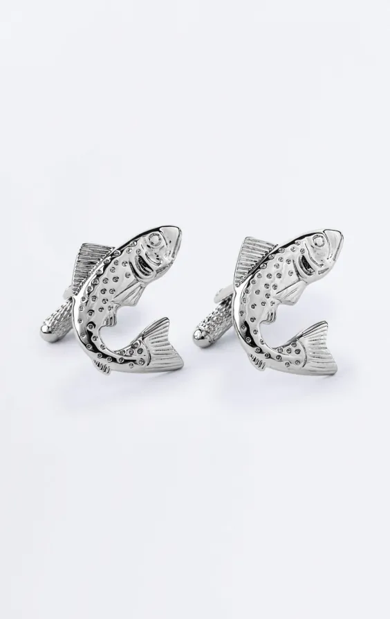 Silver Colored Fish Cufflinks Silver Colored Fish Cufflinks