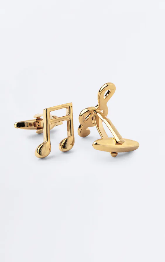 Gold Colored Treble Clef & Music Note Cufflinks - photo 1 Gold Colored Treble Clef & Music Note Cufflinks - photo 1