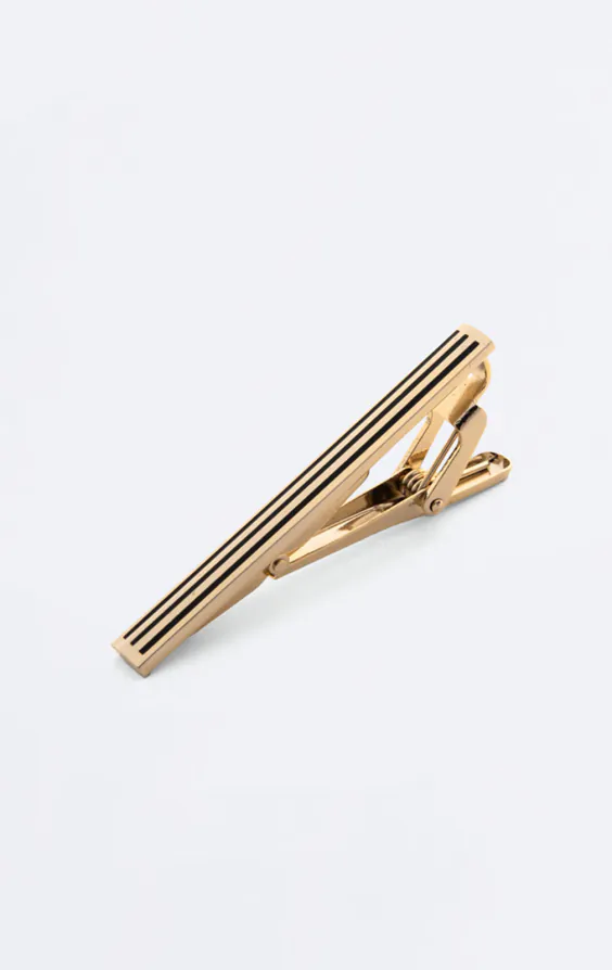 Gold and Black Colored Rectangle Cufflinks and Necktie Clip - photo 2 Gold and Black Colored Rectangle Cufflinks and Necktie Clip - photo 2