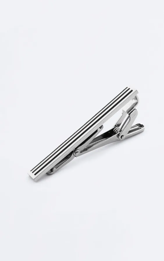 Silver and Black Colored Rectangle Cufflinks and Necktie Clip - photo 2 Silver and Black Colored Rectangle Cufflinks and Necktie Clip - photo 2