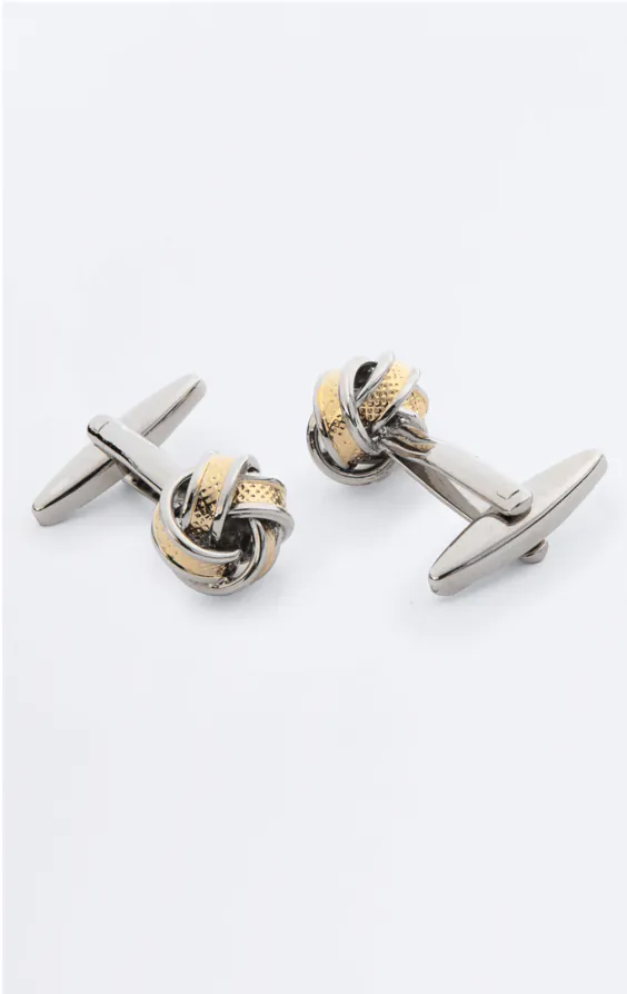 Silver and Gold Colored Knot Cufflinks - photo 1