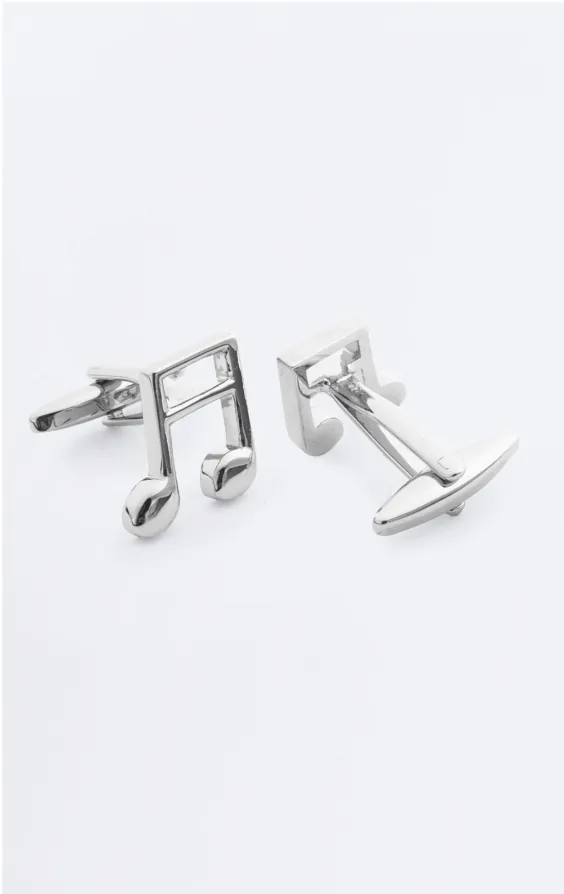Silver Colored Music Note Cufflinks - photo 1