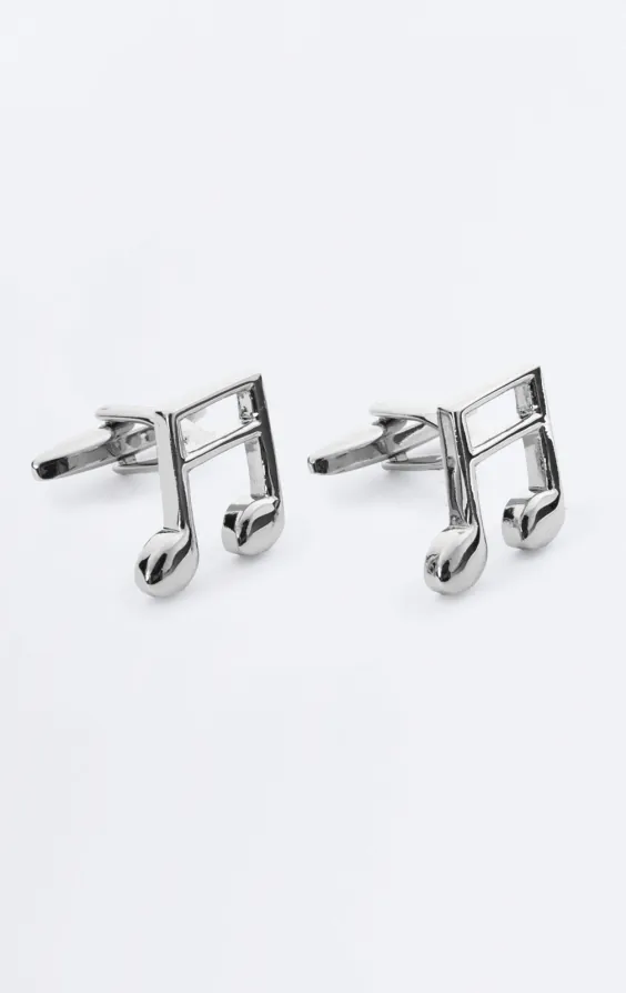 Silver Colored Music Note Cufflinks