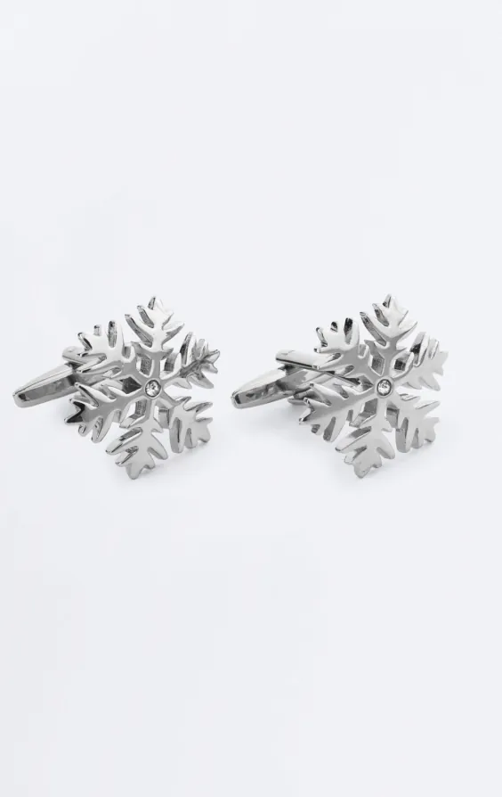 Silver Colored Snow Flake Cufflinks Silver Colored Snow Flake Cufflinks