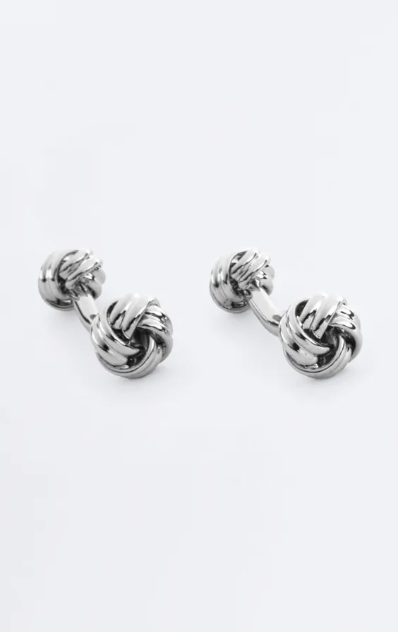 Silver Colored Knot Stud and Cufflink Set - photo 1 Silver Colored Knot Stud and Cufflink Set - photo 1