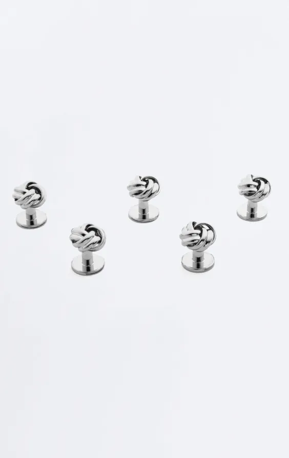 Silver Colored Knot Stud and Cufflink Set - photo 2 Silver Colored Knot Stud and Cufflink Set - photo 2
