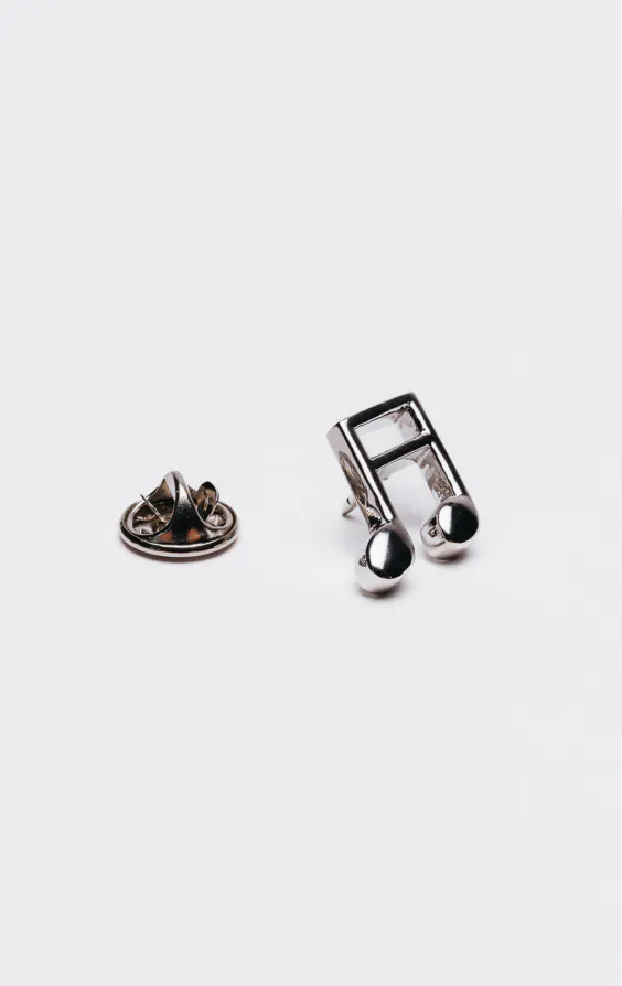Silver Colored Music Note Lapel Badge - photo 1 Silver Colored Music Note Lapel Badge - photo 1