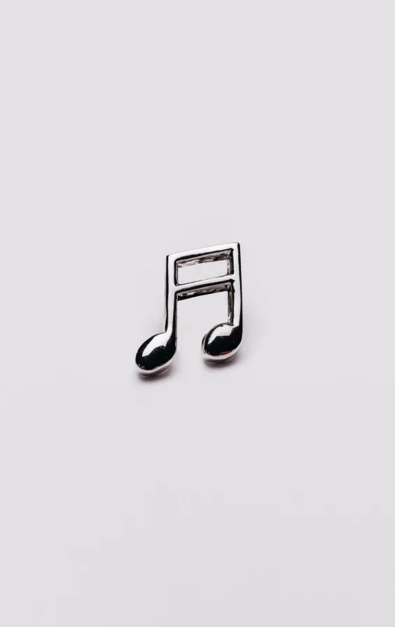 Silver Colored Music Note Lapel Badge Silver Colored Music Note Lapel Badge