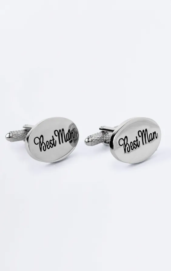Silver Colored Best Man Cufflinks