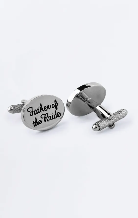 Silver Colored Father of the Bride Cufflinks - photo 1 Silver Colored Father of the Bride Cufflinks - photo 1