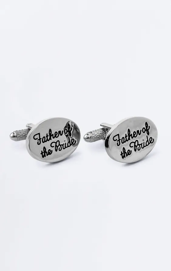 Silver Colored Father of the Bride Cufflinks Silver Colored Father of the Bride Cufflinks
