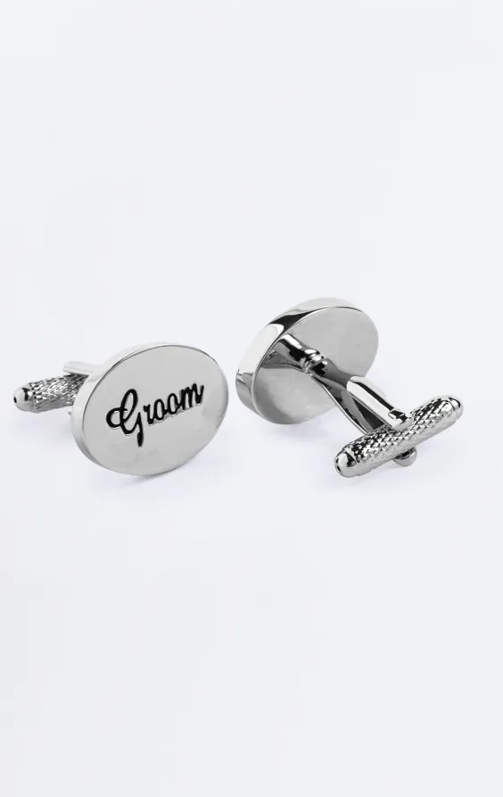 Silver Colored Groom Cufflinks - photo 1 Silver Colored Groom Cufflinks - photo 1