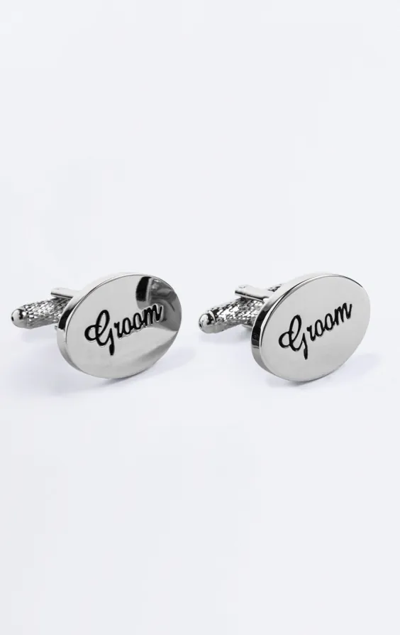 Silver Colored Groom Cufflinks Silver Colored Groom Cufflinks