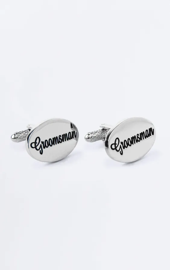 Silver Colored Groomsman Cufflinks Silver Colored Groomsman Cufflinks
