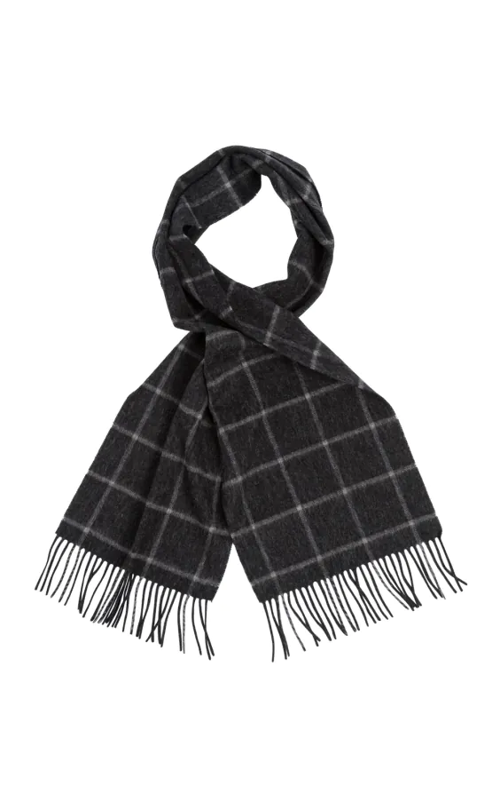 Gray Check Brushed Wool Scarf Gray Check Brushed Wool Scarf