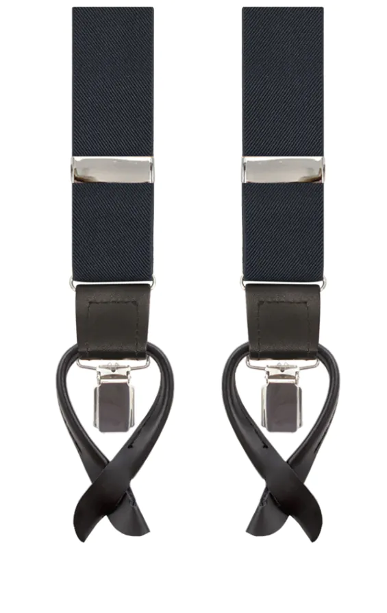 Luxury 2-in-1 Navy Blue Suspenders - 35mm