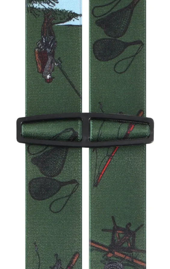 Dark Green Fishing Scene Suspenders - photo 1