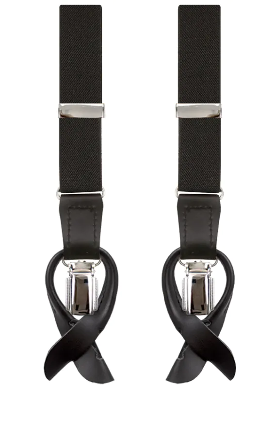 Luxury Slim 2-in-1 Black Suspenders - 25mm