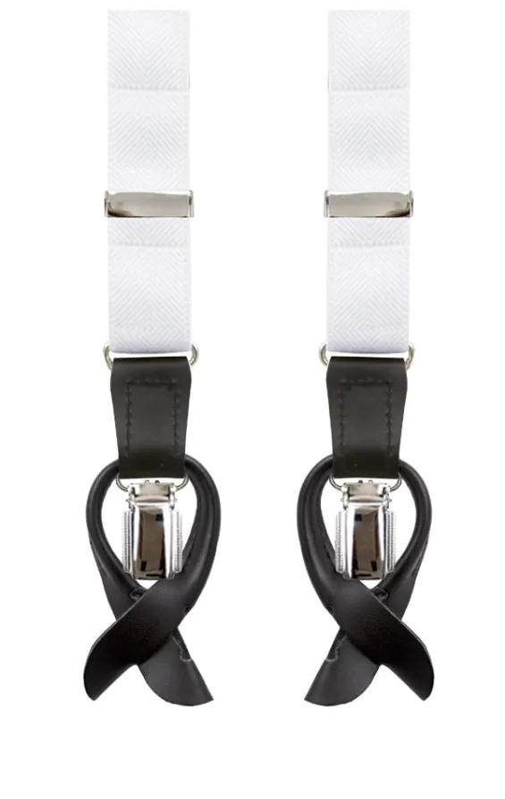 Luxury Slim 2-in-1 White Suspenders - 25mm