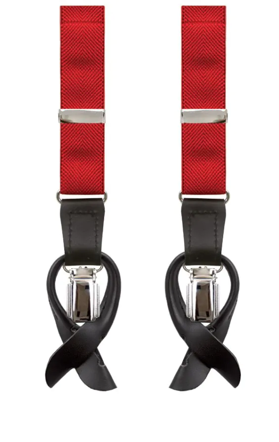 Luxury Slim 2-in-1 Red Suspenders - 25mm