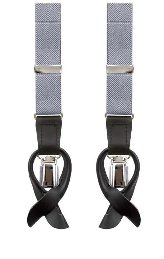 Luxury Slim 2-in-1 Silver Suspenders - 25mm