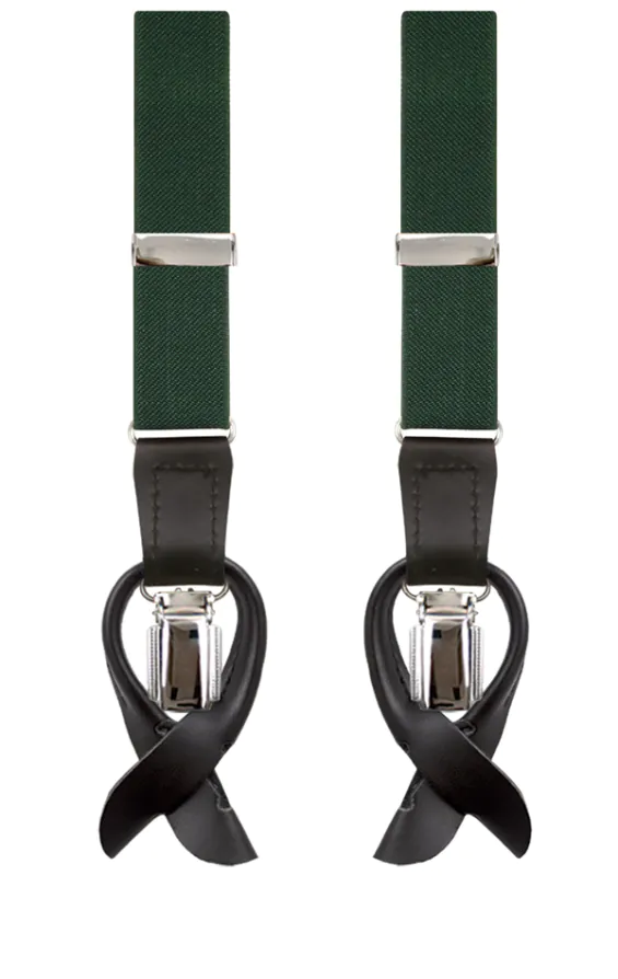 Luxury Slim 2-in-1 Racing Green Suspenders - 25mm