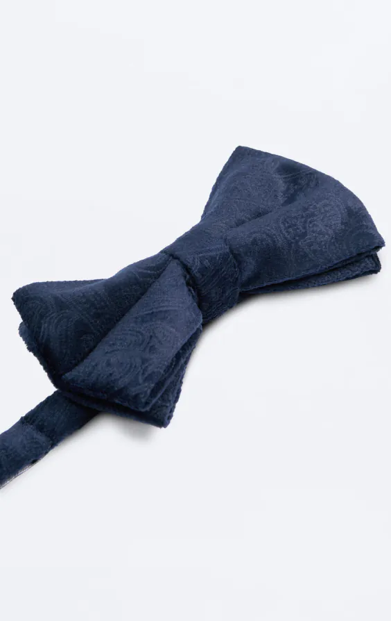 Navy Paisley Velvet Bow Tie - photo 1