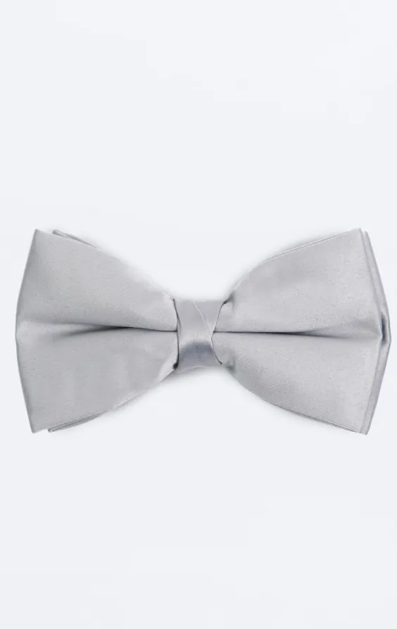 Silver Poly Bow Tie (Pre-Tied & Self-Tie) Silver Poly Bow Tie (Pre-Tied & Self-Tie)