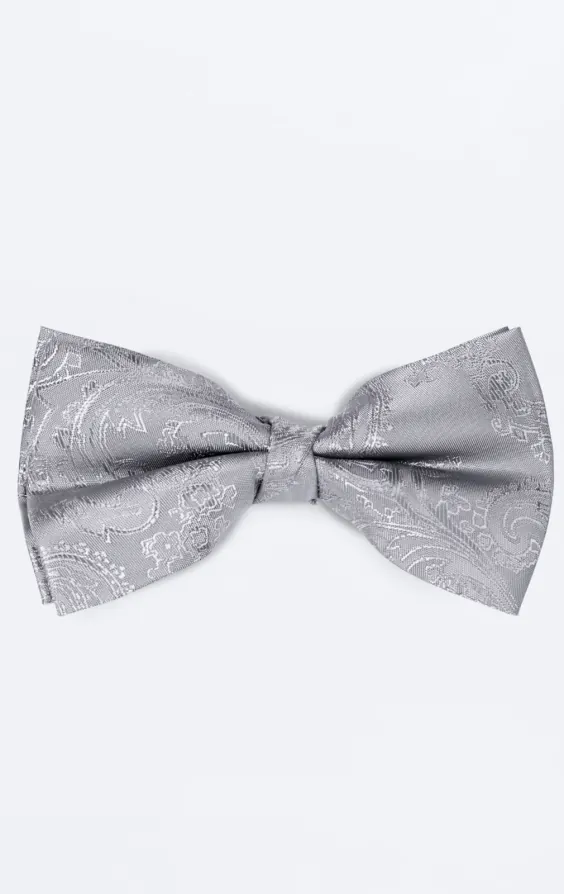 Silver Paisley Bow Tie