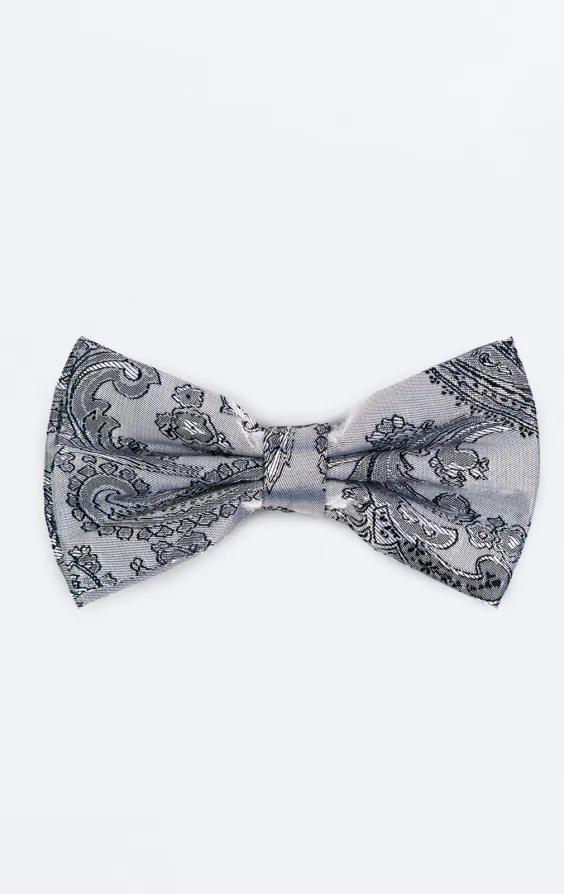 Gray Paisley Bow Tie