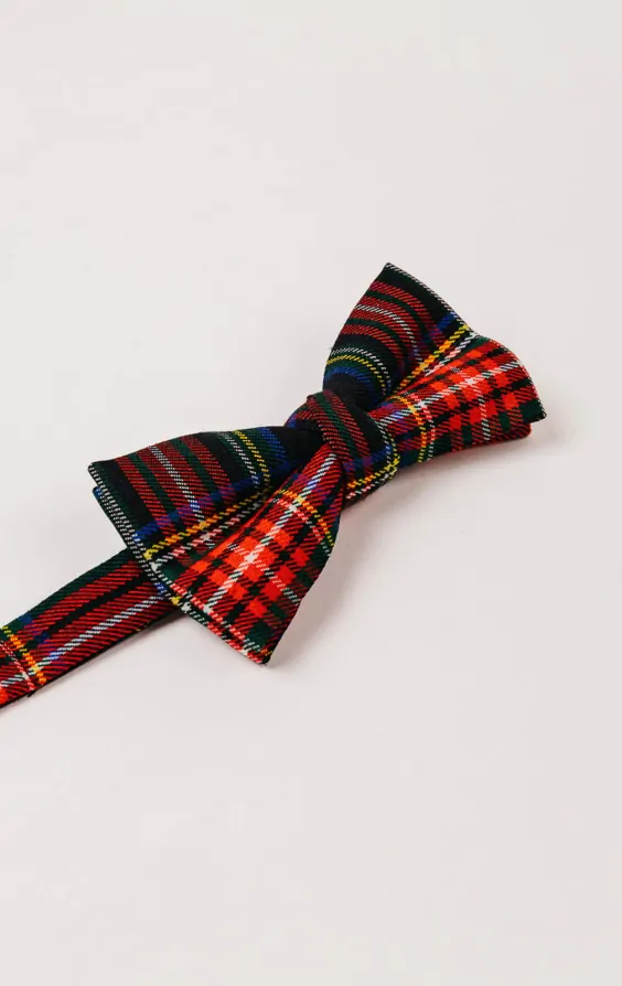 Navy Blue Tartan PreTied Bow Tie Dobell