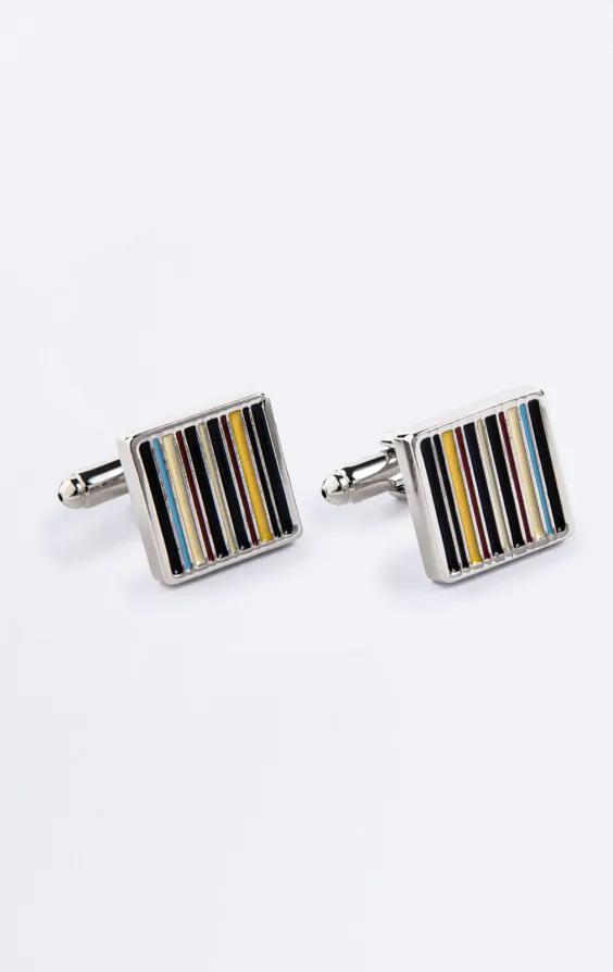 Multicolored Striped Cufflinks