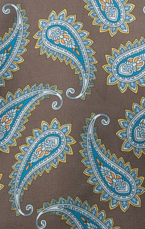 Daywear Cravat in Brown with Blue Paisley Pattern - photo 1