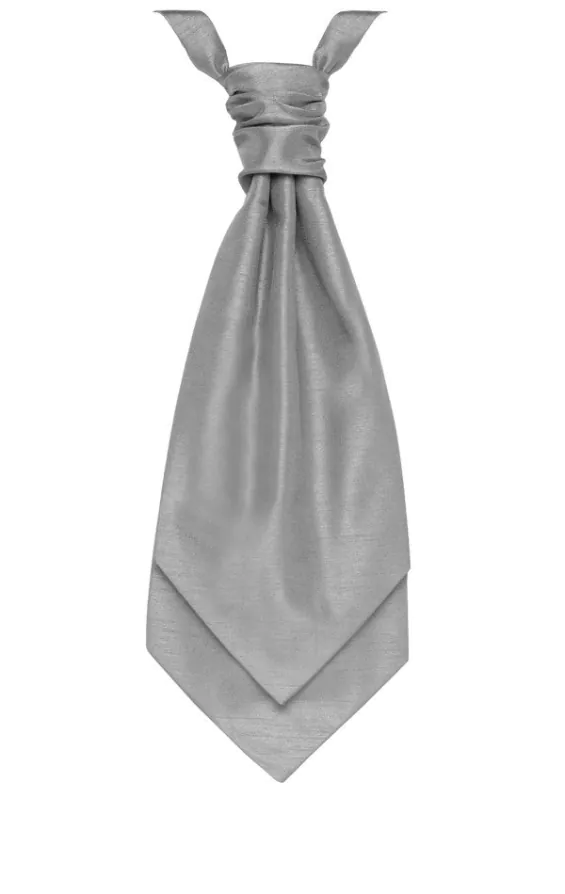 Pre-Tied Silver Poly Dupion Cravat