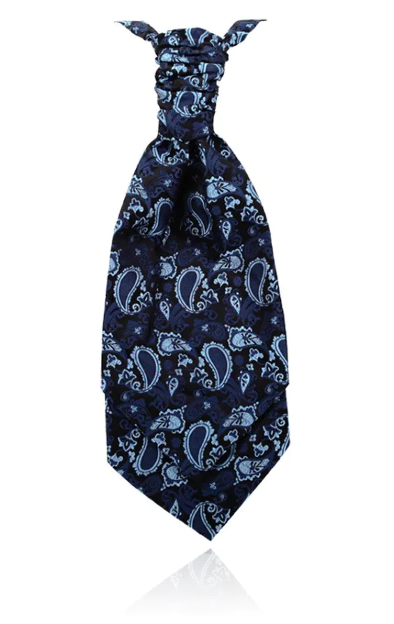 Boys Navy Blue Paisley Silk Cravat