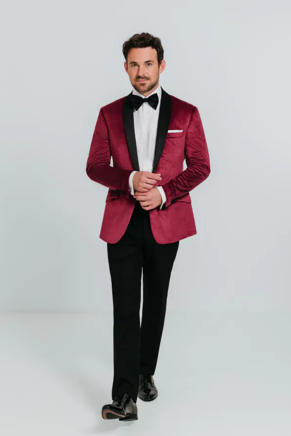 Burgundy Slim Fit Velvet Jacket - photo 1 Burgundy Slim Fit Velvet Jacket - photo 1