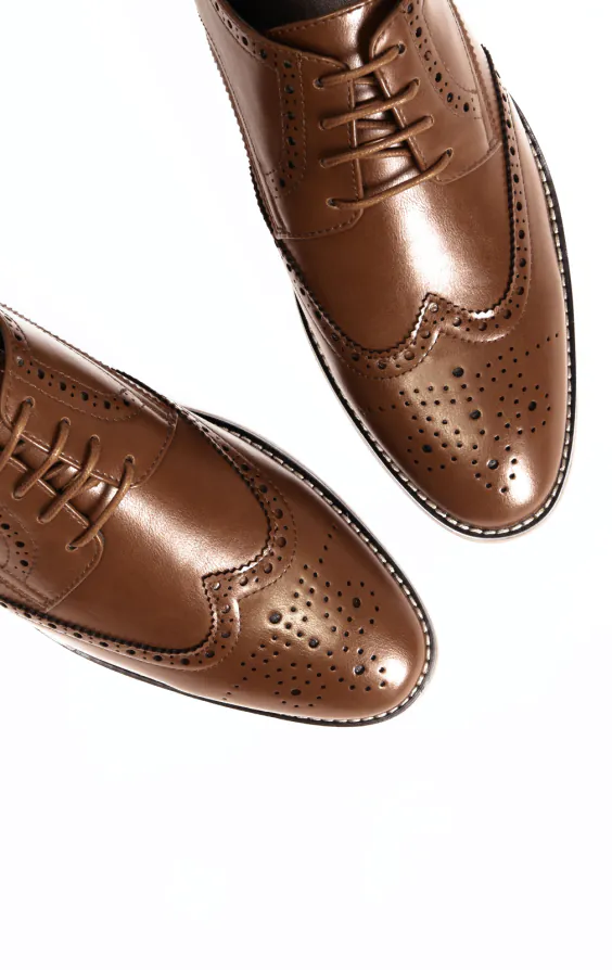 Tan Derby Brogue Shoes - photo 1