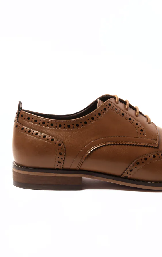 Tan Derby Brogue Shoes - photo 4