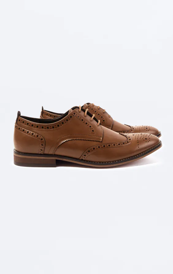 Tan Derby Brogue Shoes