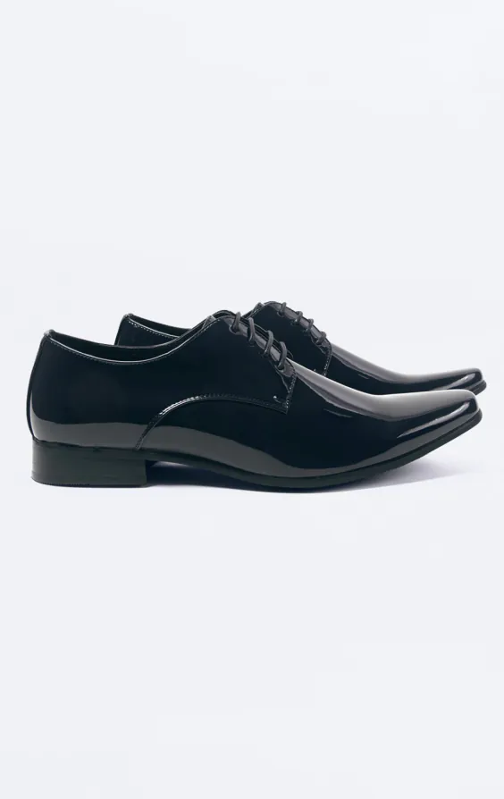 Navy Patent Contemporary Tuxedo Shoes
