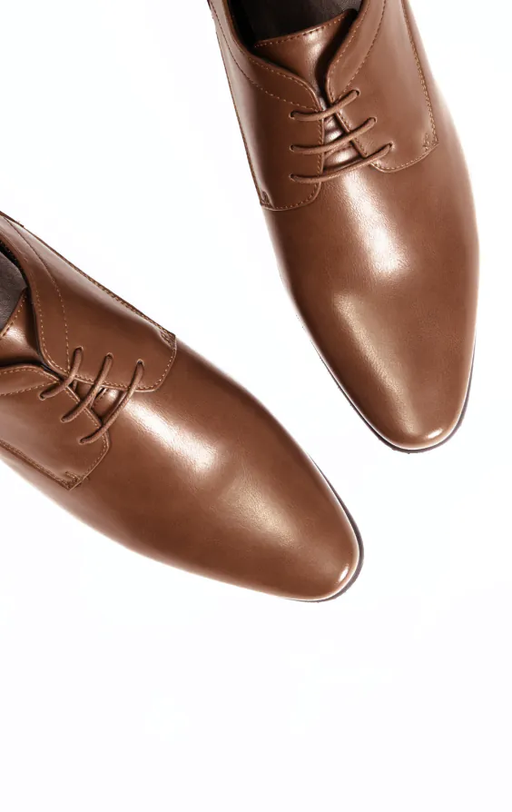 Tan Plain Derby Shoes | Dobell