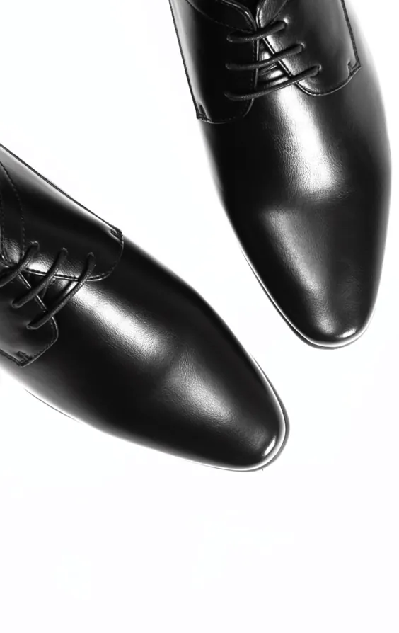 Black Plain Derby Shoes | Dobell