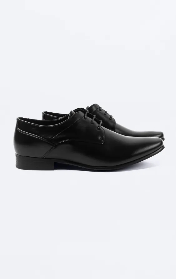 Black Plain Derby Shoes | Dobell