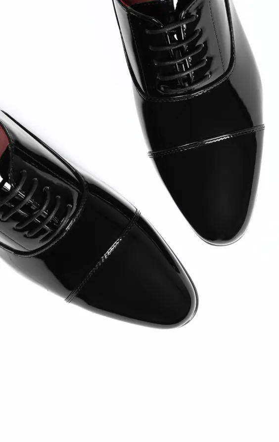 Black Patent Plain Oxford Toecap Shoes - photo 1 Black Patent Plain Oxford Toecap Shoes - photo 1