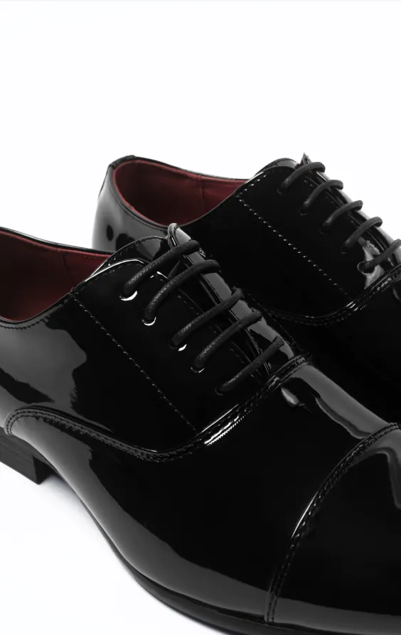 Black Patent Plain Oxford Toecap Shoes - photo 3 Black Patent Plain Oxford Toecap Shoes - photo 3