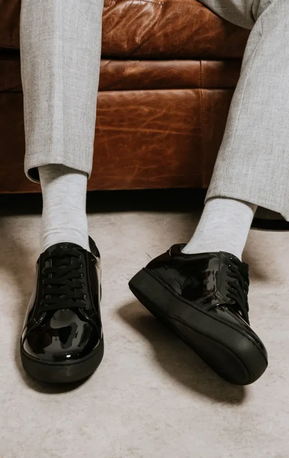 Formal Shoes Mens Leather Black Trainers Dobell Black Patent