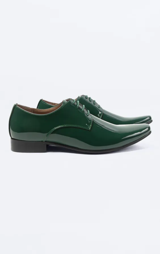 Racing Green Patent Contemporary Tuxedo Shoes