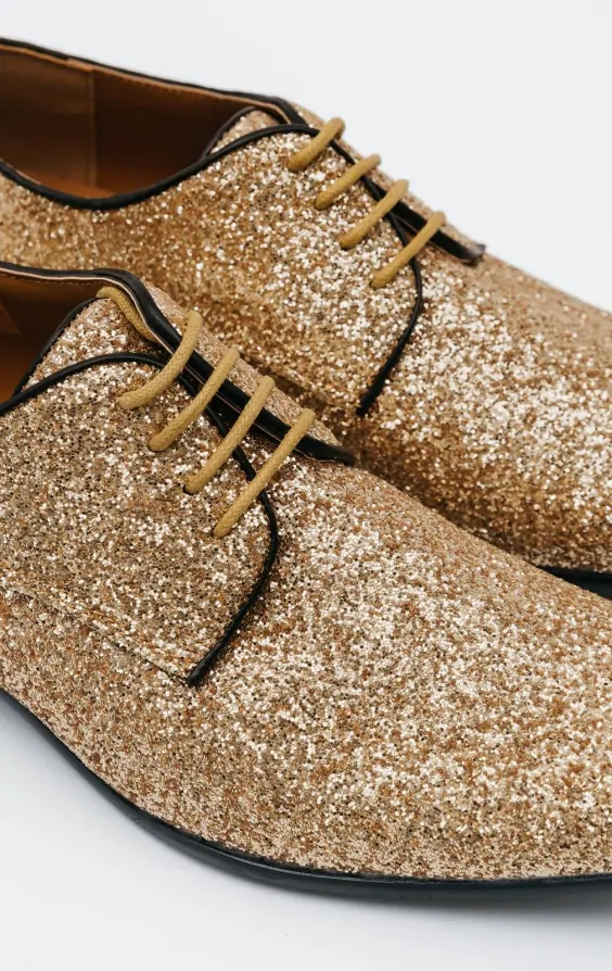 sparkly gold dress shoes Gold Sparkle Slip On Men's Shoes
