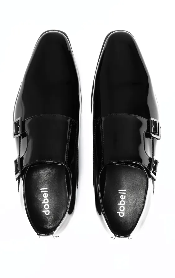 Black Patent Double Monk Tuxedo Shoes | Dobell Black Patent Double Monk Tuxedo Shoes | Dobell